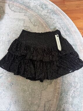 NWT! Gorgeous Black Sequin Tiered Mini Skirt